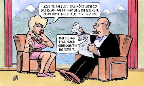 Cartoon: Billig-Welle (medium) by Harm Bengen tagged billig,infizieren,hotspots,corona,kapitalisten,reichtum,protzen,zweite,welle,harm,bengen,cartoon,karikatur,billig,infizieren,hotspots,corona,kapitalisten,reichtum,protzen,zweite,welle,harm,bengen,cartoon,karikatur