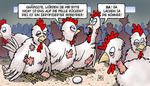 Cartoon: Bio-Eier (medium) by Harm Bengen tagged zertifiziert,biobetrieb,bio,eier,bioeier,hühner,hühnerzüchter,legebatterie,stall,freilaufend,betrug,falschdeklarierung,harm,bengen,cartoon,karikatur,zertifiziert,biobetrieb,bio,eier,bioeier,hühner,hühnerzüchter,legebatterie,stall,freilaufend,betrug,falschdeklarierung,harm,bengen,cartoon,karikatur