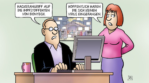 Cartoon: Biontech-Hacker (medium) by Harm Bengen tagged hackerangriff,impfstoffdaten,biontech,virus,computer,adventskalender,corona,harm,bengen,cartoon,karikatur,hackerangriff,impfstoffdaten,biontech,virus,computer,adventskalender,corona,harm,bengen,cartoon,karikatur