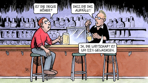 Cartoon: BIP wächst leicht (medium) by Harm Bengen tagged decke,kneipe,theke,bip,wirtschaft,gewachsen,wachstum,harm,bengen,cartoon,karikatur,decke,kneipe,theke,bip,wirtschaft,gewachsen,wachstum,harm,bengen,cartoon,karikatur