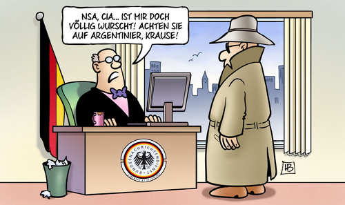 Cartoon: BND-Argentinien (medium) by Harm Bengen tagged argentinien,wm,brasilien,deutschland,fussball,beziehungen,snowden,asyl,cia,nsa,bnd,usa,spionage,geheimdienst,abhoeren,spitzel,harm,bengen,cartoon,karikatur,argentinien,wm,brasilien,deutschland,fussball,beziehungen,snowden,asyl,cia,nsa,bnd,usa,spionage,geheimdienst,abhoeren,spitzel,harm,bengen,cartoon,karikatur