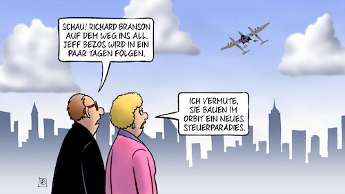 Cartoon: Branson im All (medium) by Harm Bengen tagged richard,branson,all,weltall,weltraum,testflug,flugzeug,raumschiff,virgin,galactic,jeff,bezos,orbit,steuerparadies,harm,bengen,cartoon,karikatur,richard,branson,all,weltall,weltraum,testflug,flugzeug,raumschiff,virgin,galactic,jeff,bezos,orbit,steuerparadies,harm,bengen,cartoon,karikatur