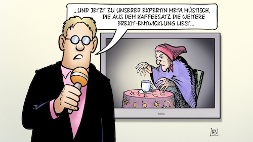 Cartoon: Brexit-Aussichten (medium) by Harm Bengen tagged expertin,wahrsagerin,reporter,monitor,kaffeesatz,entwicklung,johnson,brexit,britisches,unterhaus,abstimmung,gb,uk,parlament,westminster,deal,dup,europa,eu,harm,bengen,cartoon,karikatur,expertin,wahrsagerin,reporter,monitor,kaffeesatz,entwicklung,johnson,brexit,britisches,unterhaus,abstimmung,gb,uk,parlament,westminster,deal,dup,europa,eu,harm,bengen,cartoon,karikatur