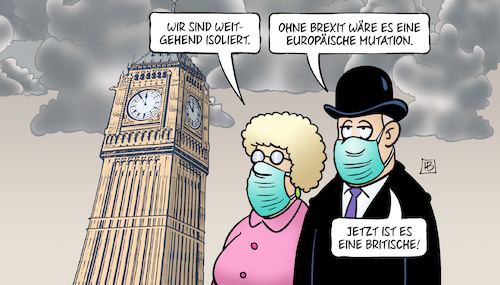 Cartoon: Brexit-Mutation (medium) by Harm Bengen tagged uk,gb,isoliert,brexit,corona,europäische,mutation,britische,big,ben,harm,bengen,cartoon,karikatur,uk,gb,isoliert,brexit,corona,europäische,mutation,britische,big,ben,harm,bengen,cartoon,karikatur