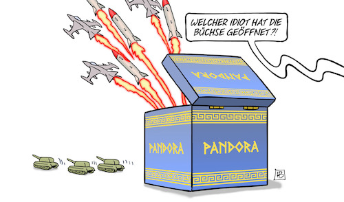 Cartoon: Büchse der Pandora (medium) by Harm Bengen tagged büchse,der,pandora,raketen,kampfjets,leopard,panzer,bundeswehr,krieg,ukraine,russland,harm,bengen,cartoon,karikatur,büchse,der,pandora,raketen,kampfjets,leopard,panzer,bundeswehr,krieg,ukraine,russland,harm,bengen,cartoon,karikatur