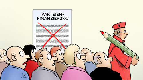 Cartoon: BVerfG und Parteienfinanzierung (medium) by Harm Bengen tagged bverfg,bundesverfassungsgericht,parteienfinanzierung,erstaunen,entsetzen,rotstift,richter,harm,bengen,cartoon,karikatur,bverfg,bundesverfassungsgericht,parteienfinanzierung,erstaunen,entsetzen,rotstift,richter,harm,bengen,cartoon,karikatur