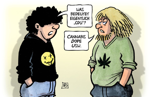 Cartoon: Cannabis-Freigabe (medium) by Harm Bengen tagged cannabis,freigabe,dope,usw,cdu,gruene,legalisierung,janecek,pfeiffer,drogen,harm,bengen,cartoon,karikatur,cannabis,freigabe,dope,usw,cdu,gruene,legalisierung,janecek,pfeiffer,drogen,harm,bengen,cartoon,karikatur