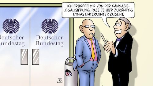 Cartoon: Cannabis-Legalisierung durch (medium) by Harm Bengen tagged cannabis,legalisierung,entspannter,gesetz,raucher,rauchen,bundestag,joint,harm,bengen,cartoon,karikatur,cannabis,legalisierung,entspannter,gesetz,raucher,rauchen,bundestag,joint,harm,bengen,cartoon,karikatur