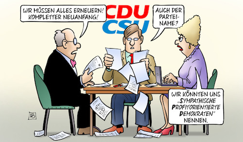 Cartoon: CDU-Erneuerung (medium) by Harm Bengen tagged erneuern,erneuerung,kompletter,neuanfang,parteiname,cdu,csu,union,wahlniederlage,aufarbeitung,sympathische,profitorientierte,demokraten,spd,wahlen,mitgliederbefragung,harm,bengen,cartoon,karikatur,erneuern,erneuerung,kompletter,neuanfang,parteiname,cdu,csu,union,wahlniederlage,aufarbeitung,sympathische,profitorientierte,demokraten,spd,wahlen,mitgliederbefragung,harm,bengen,cartoon,karikatur