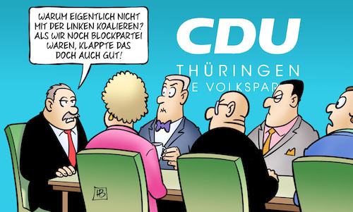 Cartoon: CDU und Linke (medium) by Harm Bengen tagged blockpartei,cdu,linke,landtagswahl,thüringen,ddr,koalition,regierungsbildung,harm,bengen,cartoon,karikatur,blockpartei,cdu,linke,landtagswahl,thüringen,ddr,koalition,regierungsbildung,harm,bengen,cartoon,karikatur