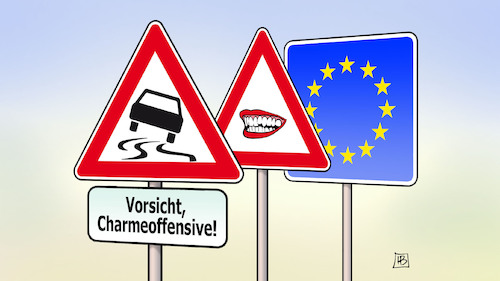 Cartoon: Charmeoffensive (medium) by Harm Bengen tagged vorsicht,charmeoffensive,europawahl,posten,geschacher,auswahl,spitzenpersonal,kommissionspräsidentin,von,der,leyen,verkehrsschilder,rutschgefahr,schleimspur,jutta,harm,bengen,cartoon,karikatur,vorsicht,charmeoffensive,europawahl,posten,geschacher,auswahl,spitzenpersonal,kommissionspräsidentin,von,der,leyen,verkehrsschilder,rutschgefahr,schleimspur,jutta,harm,bengen,cartoon,karikatur