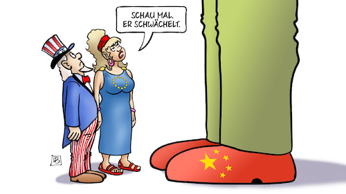 Cartoon: Chinas Wirtschaft (medium) by Harm Bengen tagged china,usa,europa,wirtschaft,schwächelt,riese,harm,bengen,cartoon,karikatur,china,usa,europa,wirtschaft,schwächelt,riese,harm,bengen,cartoon,karikatur