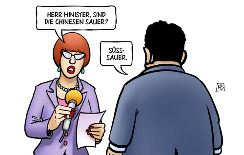 Cartoon: Chinesen sauer (medium) by Harm Bengen tagged minister,chinesen,sauer,süsssauer,essen,gabriel,china,wirtschaft,kritik,interview,harm,bengen,cartoon,karikatur,minister,chinesen,sauer,süsssauer,essen,gabriel,china,wirtschaft,kritik,interview,harm,bengen,cartoon,karikatur