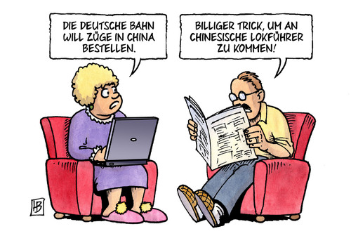 Cartoon: Chinesische Züge (medium) by Harm Bengen tagged deutsche,bahn,zug,züge,china,bestellen,trick,lokfuehrer,streik,gdl,harm,bengen,cartoon,karikatur,deutsche,bahn,zug,züge,china,bestellen,trick,lokfuehrer,streik,gdl,harm,bengen,cartoon,karikatur