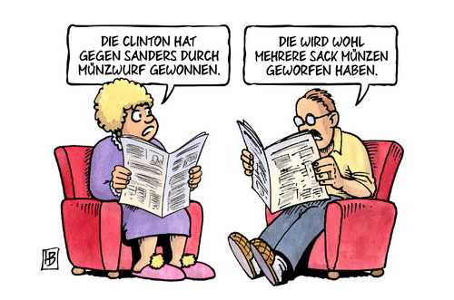 Cartoon: Clinton-Sanders (medium) by Harm Bengen tagged clinton,sanders,münzwurf,sack,münzen,gewonnen,usa,vorwahlen,demokraten,republikaner,harm,bengen,cartoon,karikatur,clinton,sanders,münzwurf,sack,münzen,gewonnen,usa,vorwahlen,demokraten,republikaner,harm,bengen,cartoon,karikatur