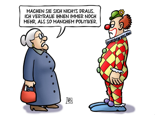 Cartoon: Clown-Vertrauen (medium) by Harm Bengen tagged politiker,horrorclowns,vertrauen,susemil,harm,bengen,cartoon,karikatur,politiker,horrorclowns,vertrauen,susemil,harm,bengen,cartoon,karikatur