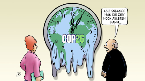 Cartoon: COP26-Uhr (medium) by Harm Bengen tagged zeit,klimawandel,klimagipfel,uhr,cop26,glasgow,harm,bengen,cartoon,karikatur,zeit,klimawandel,klimagipfel,uhr,cop26,glasgow,harm,bengen,cartoon,karikatur