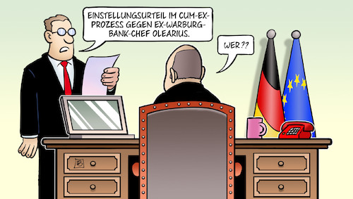 Cartoon: Cum-EX-Einstellungsurteil (medium) by Harm Bengen tagged einstellungsurteil,cum,ex,skandal,prozess,warburg,bank,olearius,scholz,erinnerungslücken,harm,bengen,cartoon,karikatur,einstellungsurteil,cum,ex,skandal,prozess,warburg,bank,olearius,scholz,erinnerungslücken,harm,bengen,cartoon,karikatur