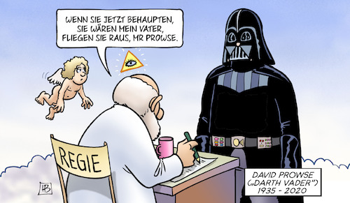 Cartoon: Darth Vader tot (medium) by Harm Bengen tagged david,prowse,darth,vader,tot,vater,gott,himmel,harm,bengen,cartoon,karikatur,david,prowse,darth,vader,tot,vater,gott,himmel,harm,bengen,cartoon,karikatur