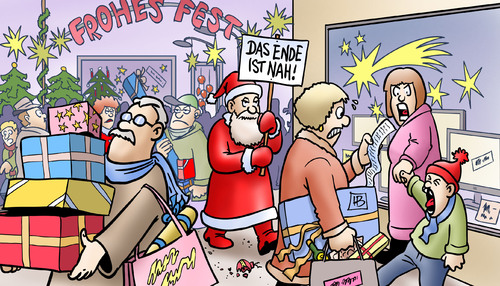 Cartoon: Das Ende (medium) by Harm Bengen tagged ende,weltuntergang,mayas,mayakalender,apokalypse,weihnachten,einkauf,stress,weihnachtsmann,nikolaus,geschenke,karikatur,harm,bengen,cartoon,ende,weltuntergang,mayas,mayakalender,apokalypse,weihnachten,einkauf,stress,weihnachtsmann,nikolaus,geschenke,karikatur,harm,bengen,cartoon