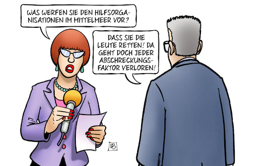 Cartoon: De Maiziere u. Mittelmeerrettung (medium) by Harm Bengen tagged demaiziere,mittelmeerrettung,hilfsorganisationen,abschreckungsfaktor,innenminister,flüchtlinge,interview,harm,bengen,cartoon,karikatur,demaiziere,mittelmeerrettung,hilfsorganisationen,abschreckungsfaktor,innenminister,flüchtlinge,interview,harm,bengen,cartoon,karikatur