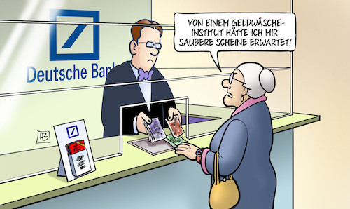 Cartoon: Deutsche Bank Geldwäsche (medium) by Harm Bengen tagged deutsche,bank,geldwäsche,saubere,scheine,razzia,dreck,susemil,harm,bengen,cartoon,karikatur,deutsche,bank,geldwäsche,saubere,scheine,razzia,dreck,susemil,harm,bengen,cartoon,karikatur