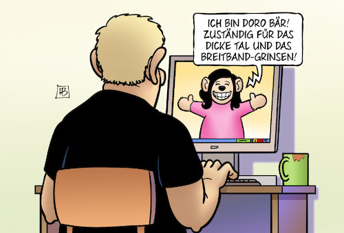 Cartoon: Digital-Doro (medium) by Harm Bengen tagged dorothea,bär,dicke,tal,digital,staatsministerin,breitband,grinsen,computer,internet,harm,bengen,cartoon,karikatur,dorothea,bär,dicke,tal,digital,staatsministerin,breitband,grinsen,computer,internet,harm,bengen,cartoon,karikatur