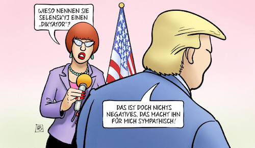 Cartoon: Diktator Selenskyj (medium) by Harm Bengen tagged diktator,negatives,sympathisch,krieg,ukraine,russland,usa,trump,selenskyj,interview,harm,bengen,cartoon,karikatur,diktator,negatives,sympathisch,krieg,ukraine,russland,usa,trump,selenskyj,interview,harm,bengen,cartoon,karikatur