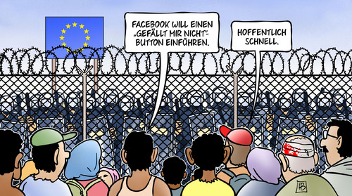 Cartoon: Dislike-Button (medium) by Harm Bengen tagged facebook,soziale,netzwerke,dislike,button,gefällt,mir,nicht,refugees,eu,europa,ungarn,zaun,polizei,willkommenskultur,stacheldraht,flüchtlinge,asyl,harm,bengen,cartoon,karikatur,facebook,soziale,netzwerke,dislike,button,gefällt,mir,nicht,refugees,eu,europa,ungarn,zaun,polizei,willkommenskultur,stacheldraht,flüchtlinge,asyl,harm,bengen,cartoon,karikatur