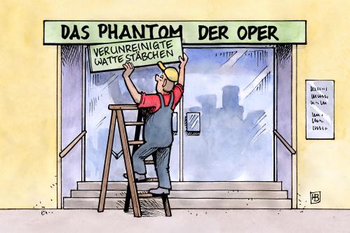 Cartoon: DNA-Phantom (medium) by Harm Bengen tagged dna,phantom,wattestäbchen,spuren,spruensicherung,oper,verbrechen,cartoon,cartoons,phantom der oper,wattestäbchen,dna,genetik,biologie,körper,spuren,spruensicherung,oper,verbrechen,kriminalität,polizei,kripo,tatort,mord,spurensuche,phantom,der,forschung,wissenschaft