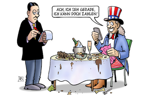 Cartoon: Doch zahlungsfähig (medium) by Harm Bengen tagged usa,schuldengrenze,schuldenstreit,restaurant,kellner,ober,rechnung,essen,uncle,sam,bezahlen,harm,bengen,cartoon,karikatur,usa,schuldengrenze,schuldenstreit,restaurant,kellner,ober,rechnung,essen,uncle,sam,bezahlen,harm,bengen,cartoon,karikatur