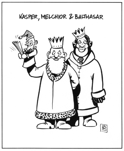 Cartoon: Dreikönig (medium) by Harm Bengen tagged könig,könige,heilige,drei,kasper,kaspar,melchior,balthasar,handpuppe,weihnachten,advent,jesus,bethlehem,fdp,dreikönigstreffen,guido westerwelle,partei,vorsitz,chef,kritik,rede,befreiungsschlag,umfrage,guido,westerwelle