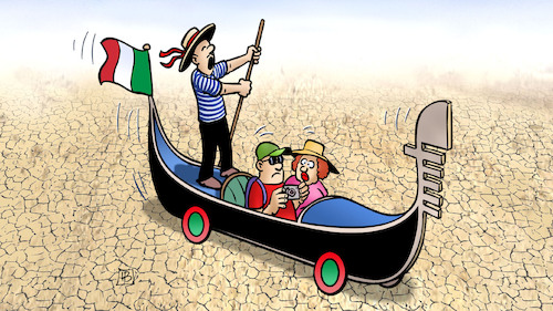 Cartoon: Dürre Italien (medium) by Harm Bengen tagged dürre,italien,trochenheit,klimawandel,gondel,venedig,harm,bengen,cartoon,karikatur,dürre,italien,trochenheit,klimawandel,gondel,venedig,harm,bengen,cartoon,karikatur