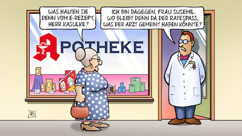 Cartoon: E-Rezept (medium) by Harm Bengen tagged elektronisches,rezept,susemil,apotheke,ratespass,ratespaß,arzt,digitalisierung,harm,bengen,cartoon,karikatur,elektronisches,rezept,susemil,apotheke,ratespass,ratespaß,arzt,digitalisierung,harm,bengen,cartoon,karikatur