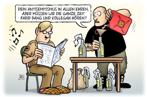 Cartoon: Echo 2018 (medium) by Harm Bengen tagged echo,musikpreis,antisemitismus,nazis,farid,bang,kollegah,rapper,harm,bengen,cartoon,karikatur,echo,musikpreis,antisemitismus,nazis,farid,bang,kollegah,rapper,harm,bengen,cartoon,karikatur