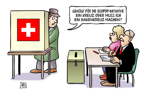 Cartoon: Ecopop (medium) by Harm Bengen tagged ecopop,schweiz,volksabstimmung,kreuz,hakenkreuz,ausländer,ausländerfeindlichkeit,xenophobie,begrenzung,harm,bengen,cartoon,karikatur,ecopop,schweiz,volksabstimmung,kreuz,hakenkreuz,ausländer,ausländerfeindlichkeit,xenophobie,begrenzung,harm,bengen,cartoon,karikatur