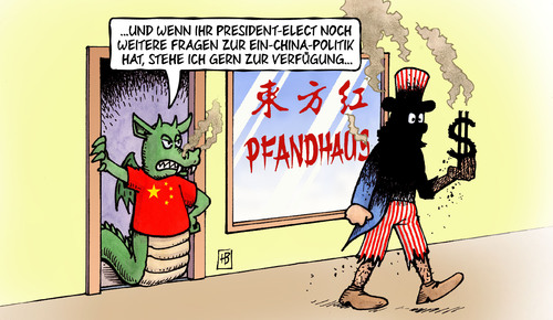 Cartoon: Ein-China-Politik (medium) by Harm Bengen tagged president,elect,trump,china,drachen,usa,dollar,kredite,pfandhaus,harm,bengen,cartoon,karikatur,president,elect,trump,china,drachen,usa,dollar,kredite,pfandhaus,harm,bengen,cartoon,karikatur