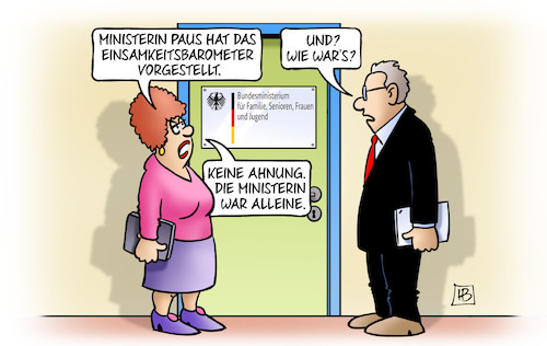 Cartoon: Einsamkeitsbarometer (medium) by Harm Bengen tagged familienministerin,paus,einsamkeitsbarometer,alleine,harm,bengen,cartoon,karikatur,familienministerin,paus,einsamkeitsbarometer,alleine,harm,bengen,cartoon,karikatur