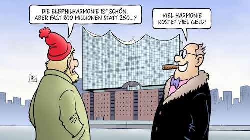 Cartoon: Elbphilharmonie (medium) by Harm Bengen tagged elbphilharmonie,konzerthaus,musik,grossprojekt,bau,kostensteigerung,geld,harm,bengen,cartoon,karikatur,elbphilharmonie,konzerthaus,musik,grossprojekt,bau,kostensteigerung,geld,harm,bengen,cartoon,karikatur