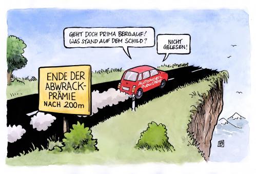 Cartoon: Ende der Abwrackprämie (medium) by Harm Bengen tagged ende,abwrackprämie,auto,automobil,automobilindustrie,krise,absatzkrise,wirtschaftskrise,wirtschaft,rabatt,cartoon,ende,abwrackprämie,auto,automobil,automobilindustrie,krise,absatzkrise,wirtschaftskrise,wirtschaft,rabatt,autos,industrie,autoindustrie,geld,schulden,pleite,finanzkrise,finanzen