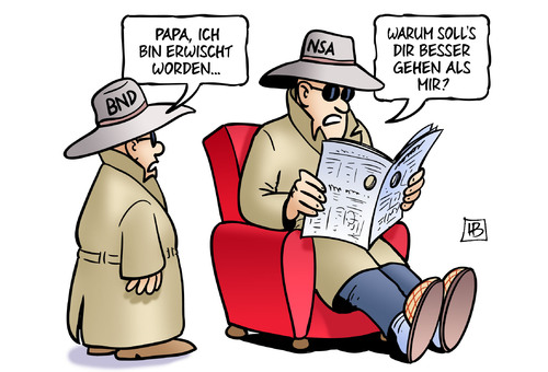 Cartoon: Erwischt (medium) by Harm Bengen tagged papa,vater,bnd,nsa,geheimdienst,abhören,erwischt,harm,bengen,cartoon,karikatur,papa,vater,bnd,nsa,geheimdienst,abhören,erwischt,harm,bengen,cartoon,karikatur