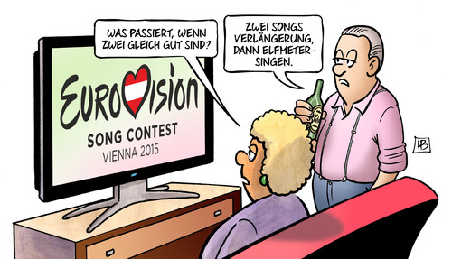 Cartoon: ESC 2015 (medium) by Harm Bengen tagged eurovision,song,contest,esc,2015,wien,songs,verlängerung,elfmetersingen,harm,bengen,cartoon,karikatur,eurovision,song,contest,esc,2015,wien,songs,verlängerung,elfmetersingen,harm,bengen,cartoon,karikatur