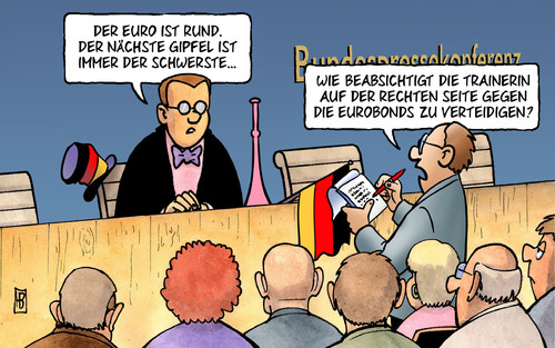 Cartoon: Eurobonds-Abwehr (medium) by Harm Bengen tagged abwehr,merkel,fußball,trainerin,em,europameisterschaft,deutschland,italien,bundeskanzlerin,euro,eurokrise,eurobonds,gipfel,brüssel