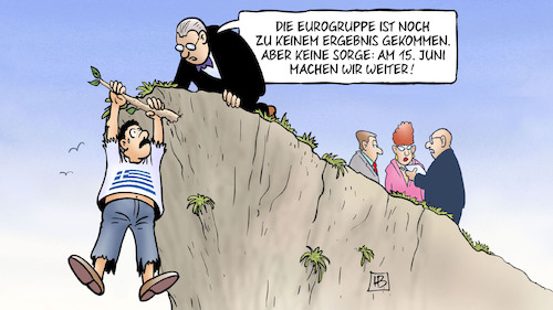 Cartoon: Eurogruppe vertagt (medium) by Harm Bengen tagged eurogruppe,vertagt,ergebnis,griechenland,klippe,schuldenerleichterung,kredite,harm,bengen,cartoon,karikatur,eurogruppe,vertagt,ergebnis,griechenland,klippe,schuldenerleichterung,kredite,harm,bengen,cartoon,karikatur