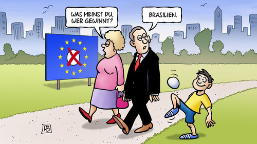 Cartoon: Europawahl und Fussball (medium) by Harm Bengen tagged fussball,brasilien,wm,gewinner,gewinnen,europawahl,europa,wahl,wähler,harm,bengen,cartoon,karikatur,fussball,brasilien,wm,gewinner,gewinnen,europawahl,europa,wahl,wähler,harm,bengen,cartoon,karikatur