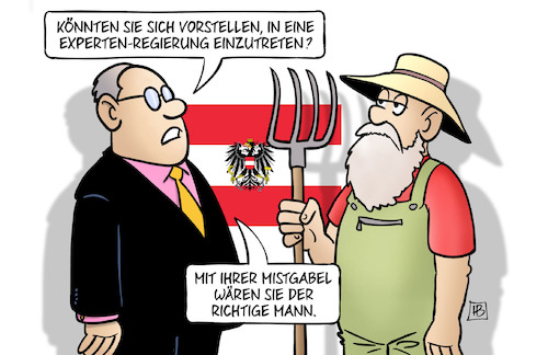 Cartoon: Experten-Regierung (medium) by Harm Bengen tagged experten,regierung,bauer,mistgabel,ausmisten,österreich,koalition,kurz,strache,kickl,neuwahlen,video,rechtspopulisten,fpö,harm,bengen,cartoon,karikatur,experten,regierung,bauer,mistgabel,ausmisten,österreich,koalition,kurz,strache,kickl,neuwahlen,video,rechtspopulisten,fpö,harm,bengen,cartoon,karikatur