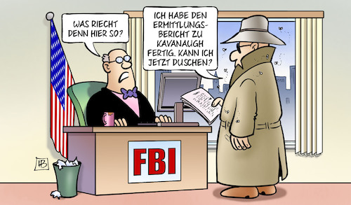 Cartoon: FBI-Bericht Kavanaugh (medium) by Harm Bengen tagged fbi,bericht,kavanaugh,trump,richter,supreme,court,riechen,geruch,gestank,ermittlungsbericht,duschen,geheimdienst,usa,harm,bengen,cartoon,karikatur,fbi,bericht,kavanaugh,trump,richter,supreme,court,riechen,geruch,gestank,ermittlungsbericht,duschen,geheimdienst,usa,harm,bengen,cartoon,karikatur