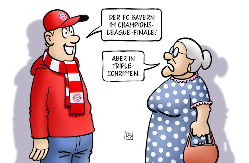 Cartoon: FCB im CL-Finale (medium) by Harm Bengen tagged fc,bayern,champions,league,finale,fan,fussball,triple,schritte,susemil,harm,bengen,cartoon,karikatur,fc,bayern,champions,league,finale,fan,fussball,triple,schritte,susemil,harm,bengen,cartoon,karikatur