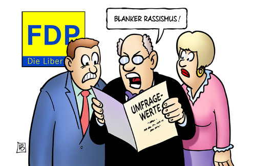 Cartoon: FDP-Rassismus (medium) by Harm Bengen tagged vizekanzler,rassisten,rassismus,fdp,umfragewerte,wahlen,rösler,hahn,harm,bengen,cartoon,karikatur,vizekanzler,rassisten,rassismus,fdp,umfragewerte,wahlen,rösler,hahn,harm,bengen,cartoon,karikatur