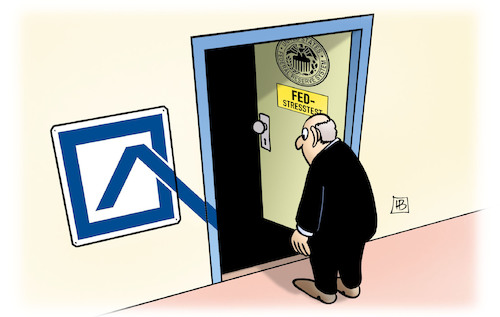 Cartoon: Fed-Stresstest (medium) by Harm Bengen tagged fed,stresstest,usa,deutsche,bank,harm,bengen,cartoon,karikatur,fed,stresstest,usa,deutsche,bank,harm,bengen,cartoon,karikatur